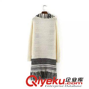 9.2新款 15秋裝新款  歐美風(fēng)寬松款流蘇披肩中長款毛衣外套 女原始圖片2