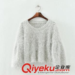 8.22新款 15秋裝新款 韓版燈籠袖金絲套頭毛衣 短款針織衫女原始圖片3