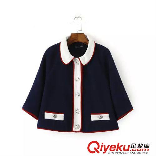 8.21新款 15秋裝新款  韓版周迅明星同款中袖毛呢短款斗篷外套 女原始圖片3