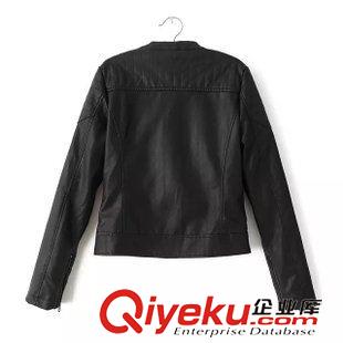 8.20新款 15秋裝新款 歐美風(fēng)T大翻領(lǐng)拉鏈皮衣 外套女原始圖片2