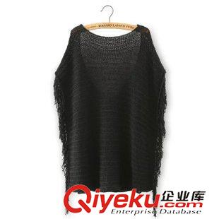 8.20新款 15秋裝新款 歐美風寬松款V領(lǐng)流蘇斗篷式外套 女原始圖片2