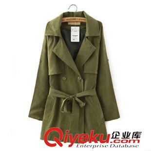 8.19新款 15秋裝新款 歐美風修身款長袖中長款腰帶風衣 外套女原始圖片3