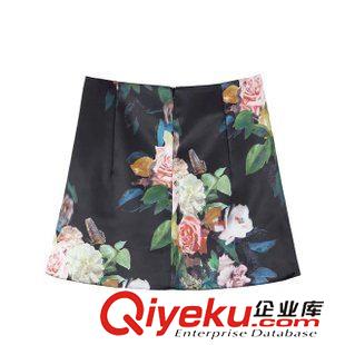 8.18新款 15秋裝新款 歐美風(fēng)T海報(bào)款數(shù)碼印花復(fù)古花朵半裙 包臀裙女原始圖片2