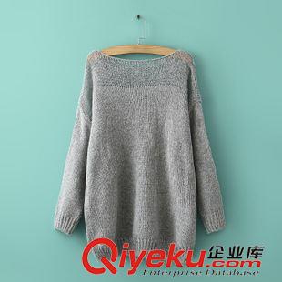 8.18新款 15秋裝新款 韓版肩部鏤空中長款空調房打底衫馬海毛毛衣 女原始圖片2