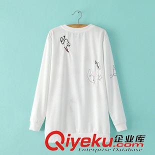 8.18新款 15秋裝新款 歐美風(fēng)修身款刺繡卡通印花圖案長(zhǎng)袖衛(wèi)衣 女原始圖片2