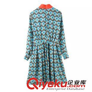 8.14新款 15秋裝新款 韓版張靜初宋佳明星同款撞色修身連衣裙 女原始圖片2
