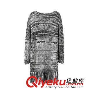 8.14新款 15秋裝新款 歐美風(fēng)寬松款手工花線中長款流蘇毛衣外套  女原始圖片2