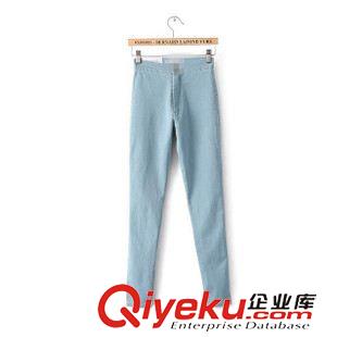 8.14新款 廠家直銷~ 大碼歐美風(fēng)高腰A牛仔長(zhǎng)褲時(shí)尚修身顯瘦彈力小腳褲子女原始圖片3