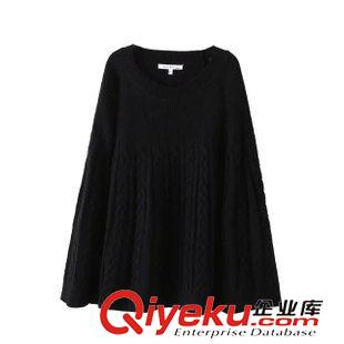 8.10新款 15秋裝新款 歐美麻花紋羊絨寬松針織毛衣外套斗篷 披肩女原始圖片3