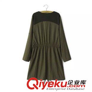 8.9新款 15秋裝新款 韓版抽繩肩膀拼色風(fēng)衣 外套女原始圖片2