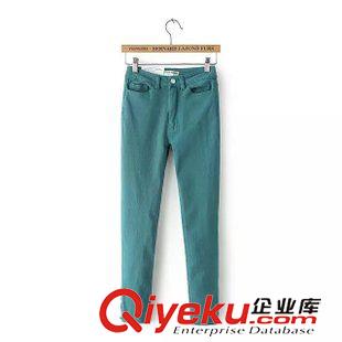 8.8新款 15秋裝新款 歐美風(fēng)A新款顯瘦高腰腳口拉鏈彈力牛仔長褲 小腳褲女原始圖片2