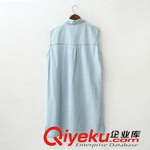 8.8新款 2015女裝新款歐美風(fēng)時(shí)尚牛仔無袖連衣裙原始圖片2