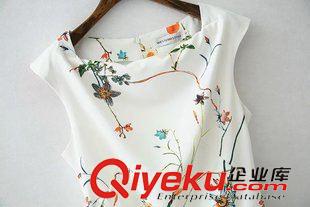 8.8新款 2015女裝新款歐美風(fēng)時(shí)尚印花無(wú)袖連衣裙原始圖片3
