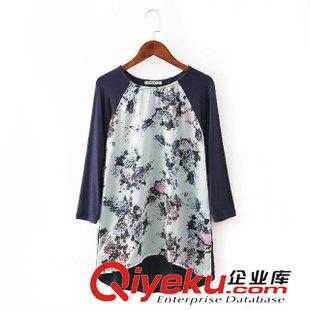 8.8新款 2015女裝新款歐美風時尚定位印花七分袖連衣裙
