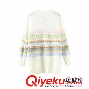 8.7新款 15秋裝新款 韓版高圓圓宋佳張慧雯明星同款寬松彩虹條紋毛衣 女原始圖片2