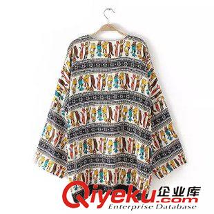 8.5新款 15秋裝新款 歐美小花貓印花人棉蕾絲花邊披肩 外套女原始圖片2