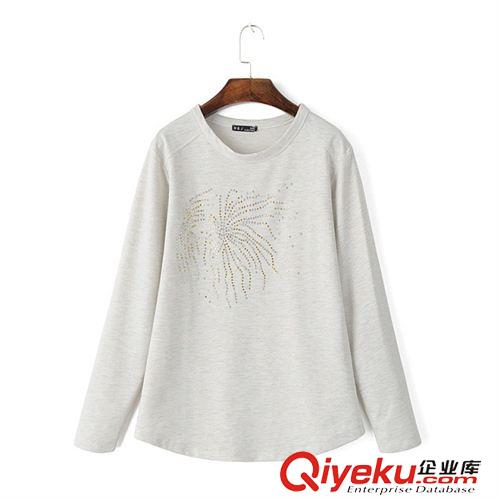 8.4新款 15秋裝新款 歐美風寬松款胸口燙鉆長袖衛衣 女原始圖片3