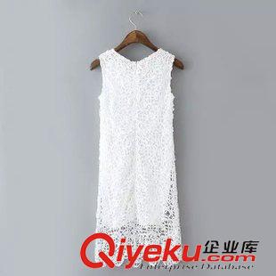 2015年4月12日上新 2015夏裝新款 歐美風(fēng)明星同款純色鏤空連衣裙 無袖背心裙女原始圖片2
