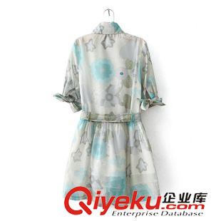2015年4月3日上新 2015夏裝新款 韓版明星同款水彩印花歐根紗雪紡連衣裙 女原始圖片2