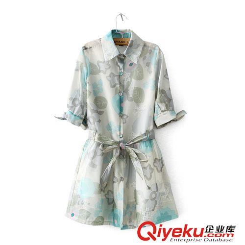 2015年4月3日上新 2015夏裝新款 韓版明星同款水彩印花歐根紗雪紡連衣裙 女原始圖片3