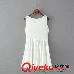 2015年4月2日上新 2015夏裝新款 韓版棉麻褶皺背心連衣裙 收腰短裙女原始圖片2
