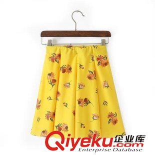 2015年2月上新 2015夏裝新款 歐美高腰短款寬擺印花迷你傘裙  短裙女原始圖片3