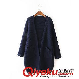 7.14新款 15秋裝新款 韓版粗棒針中長款純色毛衣開衫 外套女原始圖片3