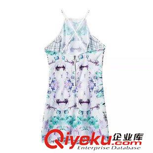 7.4新款 2015女裝新款歐美風(fēng)時(shí)尚數(shù)碼印花吊帶連衣裙原始圖片2