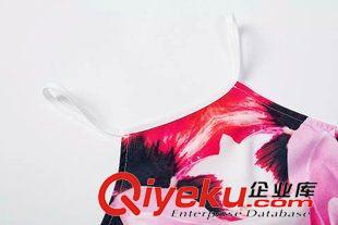 7.4新款 2015女裝新款歐美風時尚數碼印花吊帶連衣裙原始圖片3