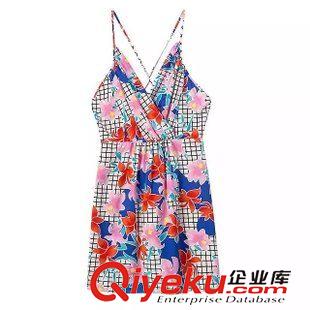 7.4新款 2015女裝新款歐美風時尚印花無袖連衣裙