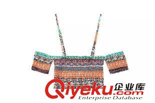 7.4新款 2015女裝新款歐美風時尚人棉印花吊帶+印花長裙套裝原始圖片2