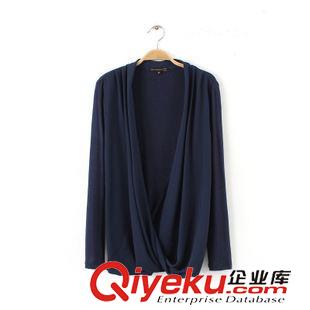 7.3新款 15夏裝新款 歐美風修身款交叉拼接長袖襯衫 襯衣女原始圖片3