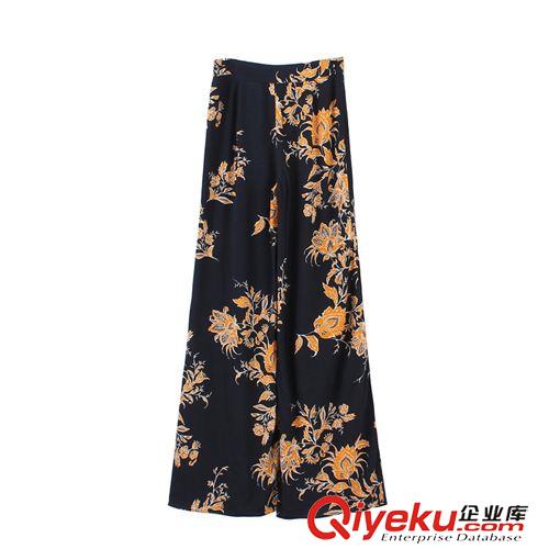 7.3新款 15夏裝新款 歐美風印花喇叭高腰闊腿褲長褲原始圖片3