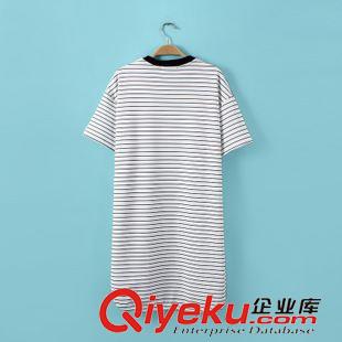 7.2新款 15夏裝新款 歐美風(fēng)修身款條紋兩穿連衣裙原始圖片2