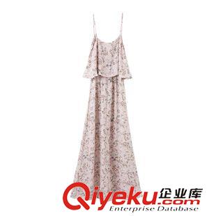 7.2新款 15夏裝新款  歐美風(fēng)修身款碎花吊帶連衣裙  拖地長(zhǎng)裙原始圖片2