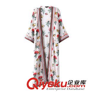 7.1新款 15秋裝新款 歐美海報款度假風(fēng)刺繡和服防曬衫 開衫外套女