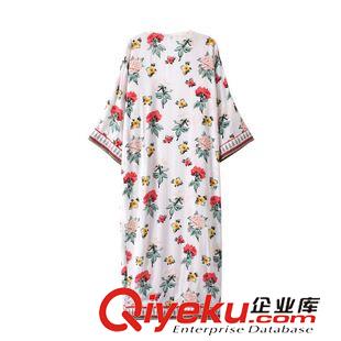7.1新款 15夏裝新款 歐美風(fēng)印花人棉長款開衫和服 開衫外套女原始圖片2
