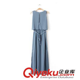 7.1新款 15夏裝新款 歐美風修身款純色斗篷系帶長款連衣裙原始圖片3