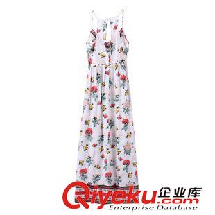 7.1新款 15夏裝新款 歐美風(fēng)昆凌明星同款音樂節(jié)特別款吊帶碎花連衣裙 女原始圖片2