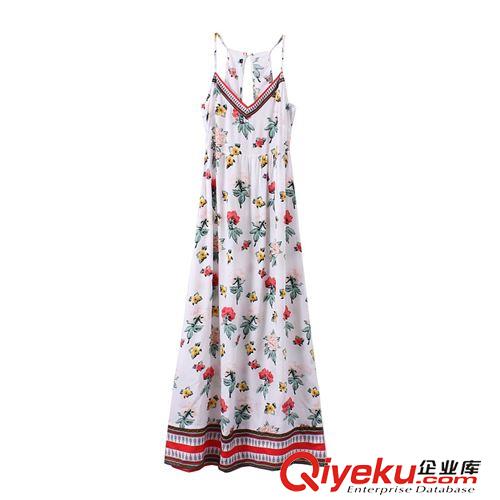 7.1新款 15夏裝新款 歐美風(fēng)昆凌明星同款音樂節(jié)特別款吊帶碎花連衣裙 女原始圖片3