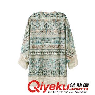 7.1新款 15夏裝新款  歐美民族風(fēng)流蘇開衫和服披肩 外套女原始圖片2