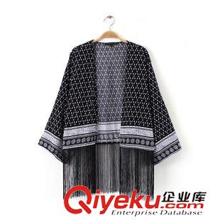7.1新款 15夏裝新款  歐美民族風(fēng)流蘇開衫和服披肩 外套女
