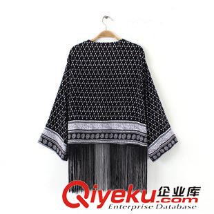 7.1新款 15夏裝新款 歐美風(fēng)人棉定位流蘇開衫和服 開衫外套女原始圖片2