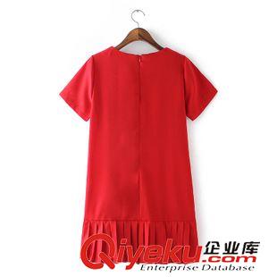 2015年6月29日上新 15夏裝新款 韓版下擺打摺拼色連衣裙 包臀裙女原始圖片2