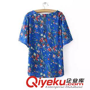 2015年6月3日上新 15夏裝新款 歐美風(fēng)印花短袖V領(lǐng)雪紡衫上衣T恤衫原始圖片2