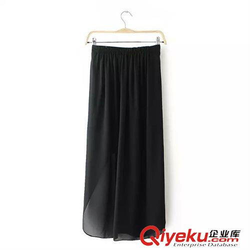 2015年6月3日上新 15夏裝新款 歐美風(fēng)開叉雪紡半身裙 女原始圖片3