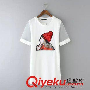 2015年6月2日上新 15夏裝新款 歐美風(fēng)美女頭亮片網(wǎng)紗拼接連衣裙 包臀裙女原始圖片2