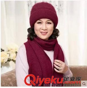 老人冬帽 套帽 帽子圍巾兩件套裝女士 女中老年人 老人媽媽 保暖秋冬天 冬季韓版原始圖片2