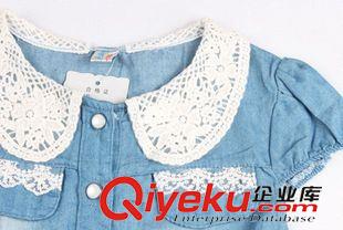 兒童衣服褲子 童裝2014新款春裝女童純棉短袖連衣裙兒童花邊牛仔蕾絲寶寶連衣裙原始圖片2