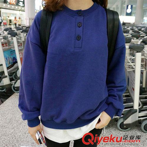 9.1新品 秋裝新款糖果色學(xué)院風(fēng)圓領(lǐng)衛(wèi)衣純色長(zhǎng)袖上衣服廠家直銷原始圖片2